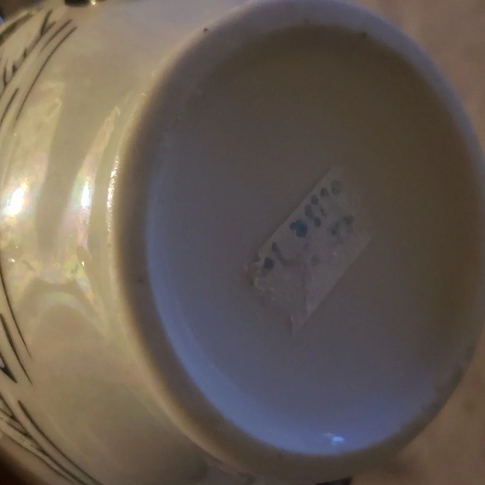 Japanese hand painting teapot Sugar Bowl W/lid And Creamer Pearlescent Village